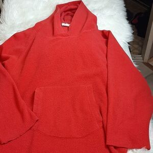 Womans Cold water‎ Creek  Fleece Red Hoodie Big Pocket  Jacket L